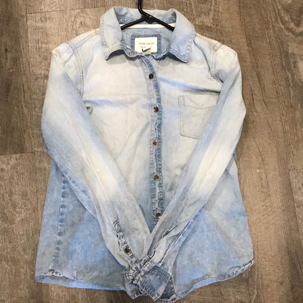 Light wash button down